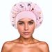 Wide Brim Women's Pullover High Elasticity Beauty Chemotherapy Hat Butterfly Flower Print Satin Sleep Cap_viptrois.com