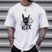 Fashion Men's Trend Cotton T-Shirt Printed Large Outline Casual Slim Fit Crew Neck Breathable Short Sleeves_viptrois.com