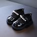 Child's shoes Princess small leather shoes Children's round patent leather big head pearl dance shoes flying knit leather shoes_viptrois.com
