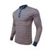 24 Autumn Winter New American Style Colorful Striped Casual Crew Neck Loose Henry Long Sleeve T-Shirt Men's Top_viptrois.com