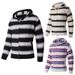 Men's Thick Striped Hooded Sweater - Winter Warm Knit Pullover, Casual Loose Fit, Soft Polyester, Black/White/Blue (Sizes M-xxxxl)_viptrois.com
