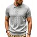Men's Style Cable Knit Polo Shirt Summer Loose Collar Short Sleeve T-Shirt_viptrois.com