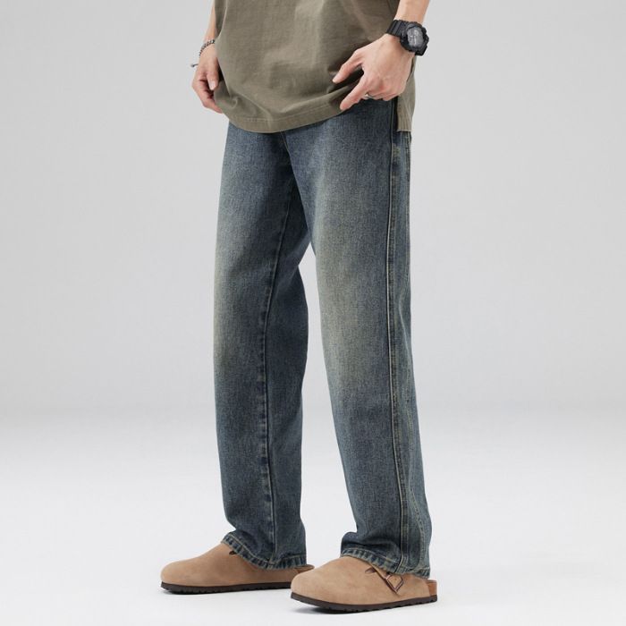 Men's Clothing Monkey Jeans Men's Straight Leg Wide Leg Casual Pants Men's Youth Mid Waist Pants Men's Casual Versatile_viptrois.com