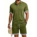 Summer Casual Men's Polo Shirt And Shorts Set Loose Fit Simple Style Men's Clothing_viptrois.com
