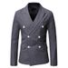CT New Men's Striped Casual Double-Breasted Suit European Size Slim Fit Blazer_viptrois.com
