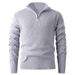 Pure Foreign Trade Cross-Border New Men's Knitted Solid Color Simple Stand Collar Half-Zip Casual Base Shirt Sweater_viptrois.com