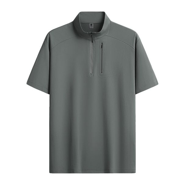 Men's Clothing Short Sleeved Men's Summer Stand Up Collar Polo Stretch T Shirt Sports Ice Sense T Shirt Custom Printed Words_viptrois.com