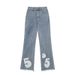 Man's clothing Summer Fashion digital pair 5 Foam print casual teen jeans for men and women_viptrois.com