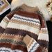 Winter Striped Knitted Sweater Men's Retro Jacquard Sweater Loose Casual Pullover Sweater_viptrois.com
