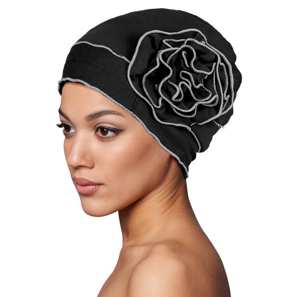Cross Border New Solid Color Turban Hat, Hot Sale Big Flower All Match Base Hat Chemotherapy Hat, One Piece Drop Shipping_viptrois.com