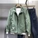2025 Spring New Simple Stand-up Collar Casual Jacket Korean Version Of Ruffian Handsome Youth Green Zipper Jacket Tooling Trend_viptrois.com