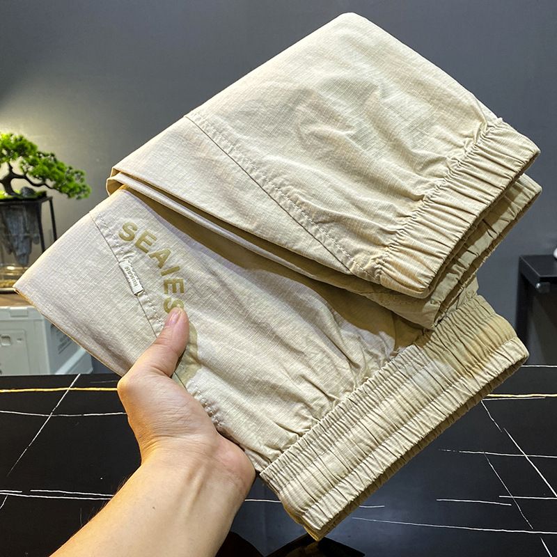 Men's Clothing Summer Ultra Thin Soft Nine Point Casual Pants Men's New Style Drawstring Pants Trendy Loose Harem Sports Pants_viptrois.com