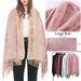 Large shawl scarf with double flanged pile collar fringe_viptrois.com