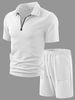 Men's Summer Sportswear Set - Breathable Polyester T-Shirt & Shorts Outfit, Solid Color Jacquard, Plus Size S-XXXL, Casual Athleisure For Gym/Travel_viptrois.com