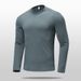 Men's Long Sleeve Workout T-Shirt – Breathable & Soft Polyester Training Top For Gym, Running & Basketball (Black, Gray, Navy, Cream)_viptrois.com