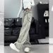 American Style Design Wide Jeans For Men And Women, Smoking Gray High Street Straight Leg Loose Pants_viptrois.com