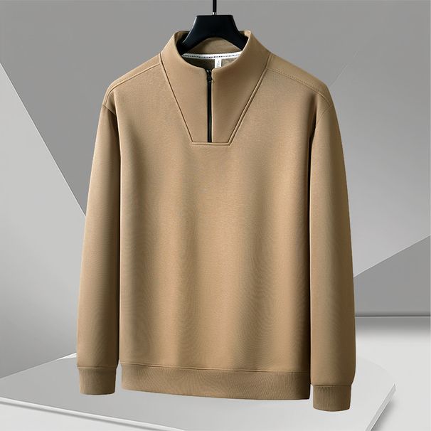 New Half-zipper Fleece Sweater Men's And Women's Fashion Casual Solid Color Stand-up Collar Fashion Heavy Coat Top Tide_viptrois.com