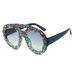 New Cross Border Double Beam Large Frame Round Sunglasses Luxury Full Diamond Personality Retro Catwalk Contrast Color Sunglasses Female Party_viptrois.com