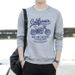 Autumn Winter Thickened Fleece-lined Loose Men's Sweatshirt, Urban Travel Style, Printed Patchwork, Hoodless, Versatile_viptrois.com