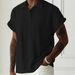Men's Knitted Polo Shirt Breathable Short Sleeves With Hollow Details Light And Casual Top_viptrois.com