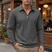 Men's Casual Half-Zip Knit Pullover Long Sleeve Shirt - Breathable Outdoor Sports Top With Ribbed Hem (White, Black, Navy, Khaki, Gray, Sky Blue)_viptrois.com