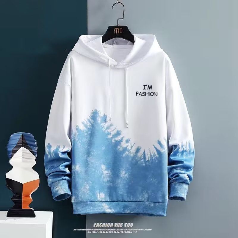 Men's Clothing Hooded Sweater Suit Men's Autumn New Style Trend Tie Dye Gradient Color Printing Men's Jacket Student Long Sleeved Top_viptrois.com