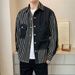 Cowboy Patchwork Striped Spring Autumn New Style Loose And Trendy Korean Casual Versatile Shirt Men's Jacket_viptrois.com
