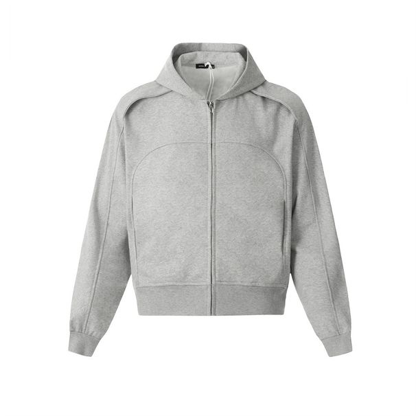 Spring And Autumn Men's Sweatshirt Vibe Trend American Deconstructed Design Loose Hooded Zipper Jacket Solid Color_viptrois.com