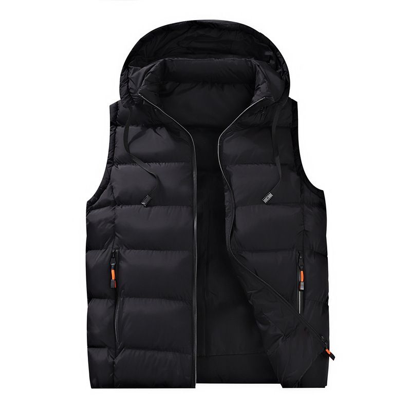 Men's Winter Hooded Vest, Plus Size Down-Filled Fleece Lined Warm Puffer Jacket For Cold Weather_viptrois.com
