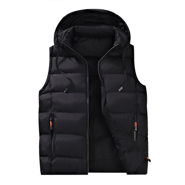 Men's Winter Hooded Vest, Plus Size Down-Filled Fleece Lined Warm Puffer Jacket For Cold Weather_viptrois.com
