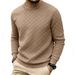 Men's Clothing Knitted Jacquard Heavyweight Jacquard Checkerboard T-Shirt - Long Sleeve Crewneck, Breathable Polyester, Relaxed Fit (S-XXXL)_viptrois.com