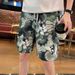 Summer Print Men's Shorts Trendy Design Loose Fit Versatile Sporty And Casual Four Quarter Length Pants_viptrois.com