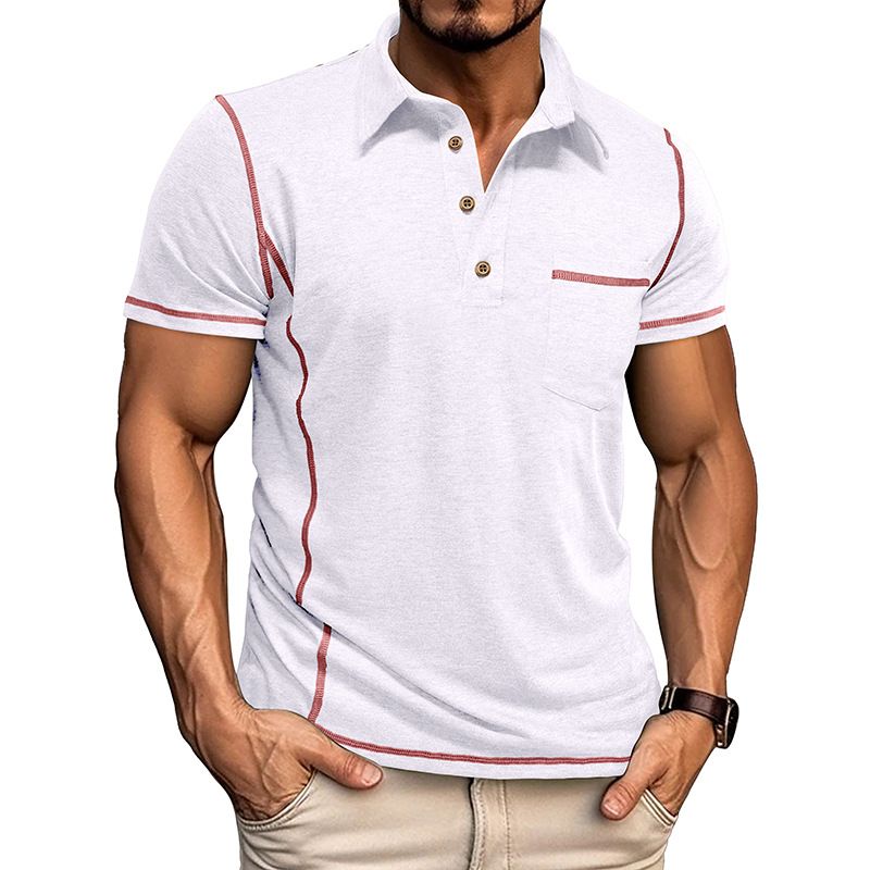 Men's Clothing Summer New Men's Short Sleeve Lapel T Shirt Men's Polo Shirt_viptrois.com