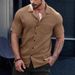 Men's Short Sleeve Casual Shirt – Lightweight & Breathable, Lapel Collar (Black/White/Brown/Camel/Orange, S-XXL)_viptrois.com