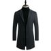 Autumn Winter New Wool Korean Style Slim Fit Mid-Length Trench Woolen Material Jacket Men's Coat_viptrois.com