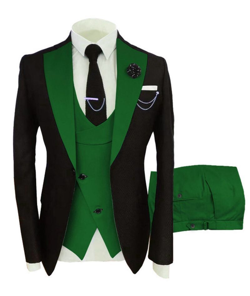 Men's Mixed Color Business Formal Groom's Banquet Wedding Dress Best Man Suit_viptrois.com