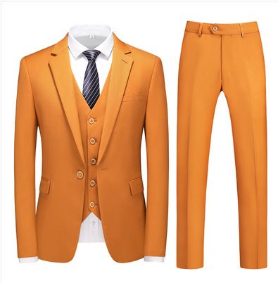 Men's Clothing Men's Suits Four Seasons New Business Professional Formal Wear Groom Best Man Solid Color Two Piece Suit For Men_viptrois.com