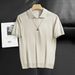 Men's Clothing V Neck All Match Polo Men's New Summer Simple Slim Comfortable Casual Shirt Short Sleeved Sweater High End_viptrois.com