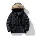 Men's Winter Hooded Parka Coat With Detachable Fur Collar, Thickened Long Puffer Jacket For Cold Weather, Casual Outerwear_viptrois.com