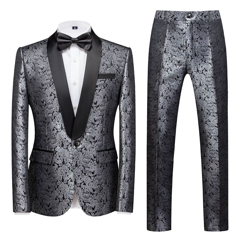 Men's Clothing Groom Wedding Dress Cloth Embroidery Color Matching Suit Two Piece Suit_viptrois.com