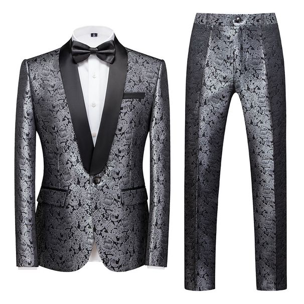 Men's Clothing Groom Wedding Dress Cloth Embroidery Color Matching Suit Two Piece Suit_viptrois.com