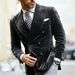 New Men's Double Breasted Velvet Suit Jacket Slim Fit Business Casual Formal Wear_viptrois.com