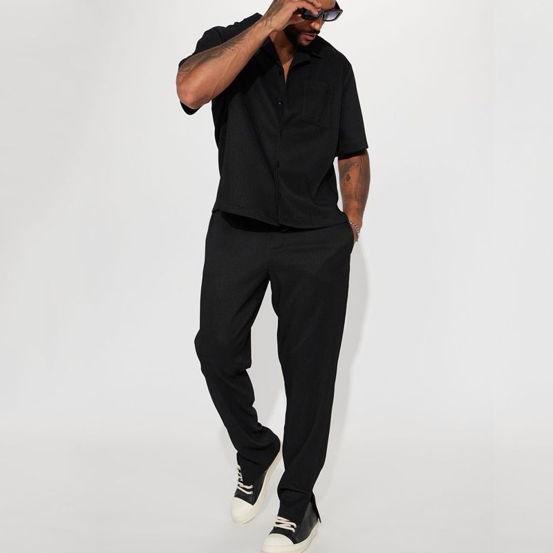 Men's Clothing New Hot Selling Casual Men's Suits Loose Lapel Short Sleeved Trousers Trendy Men's Suits_viptrois.com