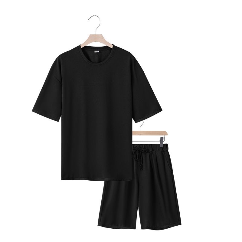 Men's Clothing Men's Summer Loose Heavy Terry Ins Trend Leisure Sports Short Sleeved Shorts Suit_viptrois.com
