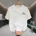 Summer Heavyweight Pure Cotton Short T-Shirt For Men, Brand, Loose Casual Round Neck Printed Tee, Hong Kong Style,_viptrois.com