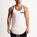 Men's Fitness Vest Cotton Sweat-absorbing Breathable Bottoming Shirt Slim-fit Elastic Top T-shirt Casual I-shaped Back Training Clothes_viptrois.com