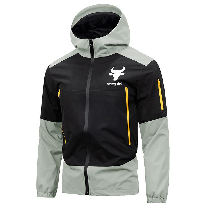 Unisex Windproof Hooded Jacket - Lightweight Polyester Outdoor Sportswear With Side Pockets, Casual Streetwear For Teens & Young Adults (Army Green,_viptrois.com