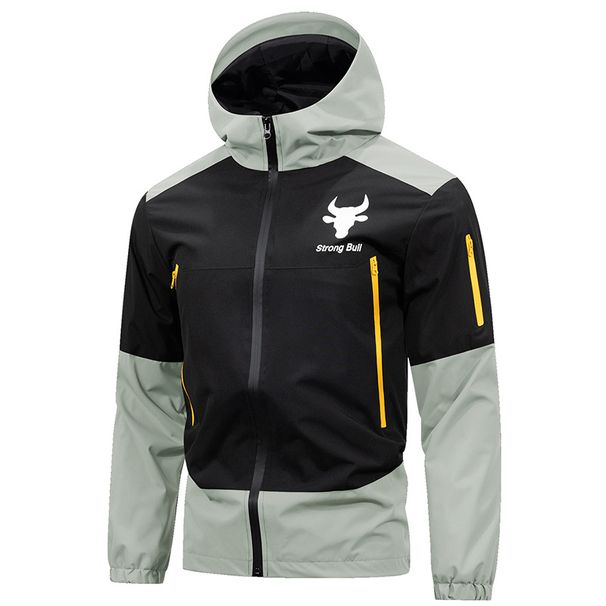 Unisex Windproof Hooded Jacket - Lightweight Polyester Outdoor Sportswear With Side Pockets, Casual Streetwear For Teens & Young Adults (Army Green,_viptrois.com
