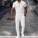 Men's Clothing Men's Solid Color Shirt And Pants Set Summer Style Short Sleeve With Button Pocket For Formal & Casual_viptrois.com