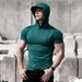 Men's Clothing Quick Dry Sports T-Shirt Hooded Slim Fit With Quick Drying Short Sleeves For Muscle Training Running Basketball And Fitness Summer_viptrois.com